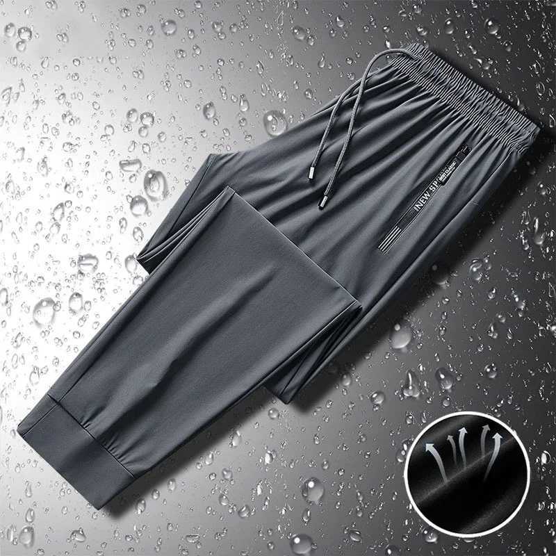 8XL Plus Size Cool Ice Silk Sweatpants High Elastic Summer Mens Casual Pants Breathable Straight Classic Jogging Trousers Korean W250826