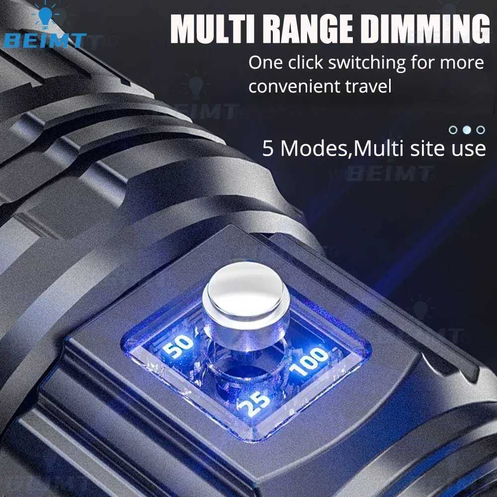 1000000LM LED White Laser Builtin Battery Flash Light Emergency Spotlights 5km Most Powerful LED Flashlights Tactical Torch Y250826