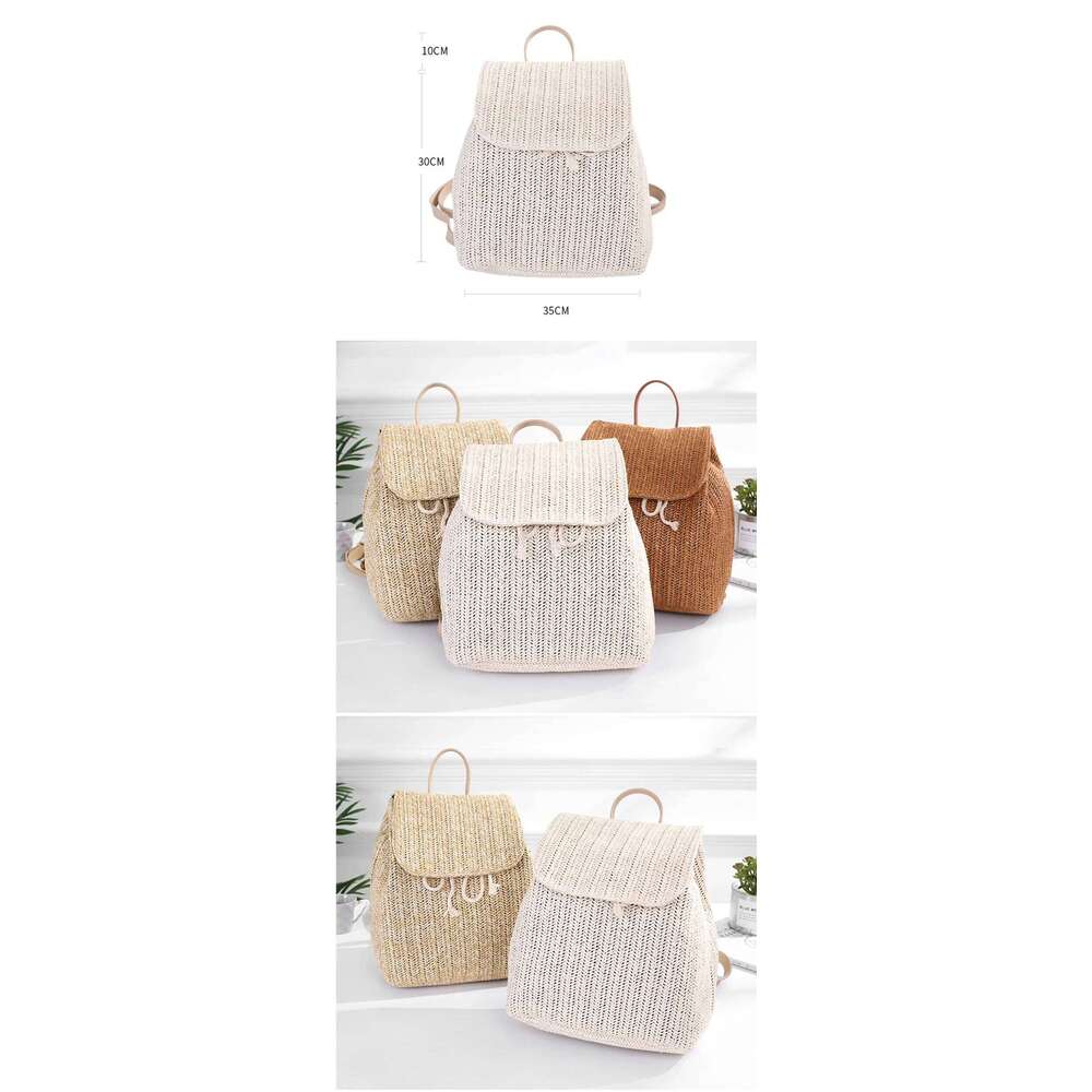 Designer Bags Fashion Straw Woven Backpack Women Shoulder Bags Summer Teenage Girl Quality Bagpacks Female Travel Bag Books Rucksack Mochila Luxury Ba