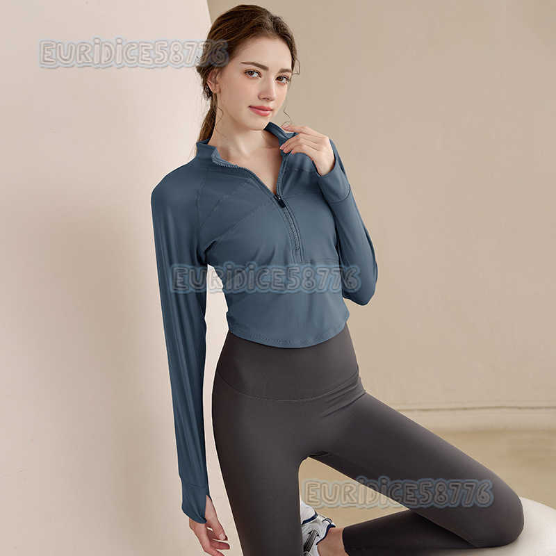 2025 New Halfzip Yoga Shirt for Women Long Sleeve Sports Top Slim Fit Autumn Running Short Fitness Shirt H250825