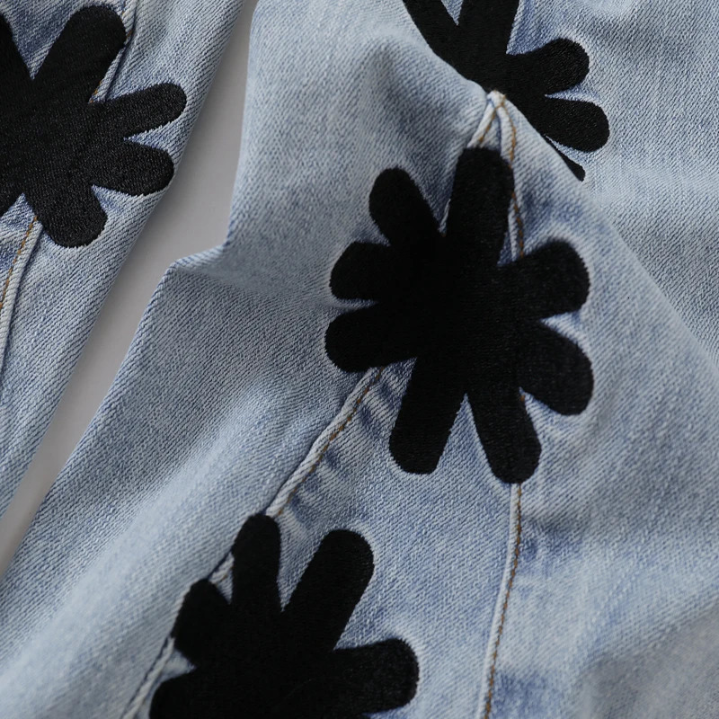 LOST SHDWS Jeans Fashion Allmatch Men Women Denim Pants High Quality Color Embroidery Flower Lostshdws Trousers 250826