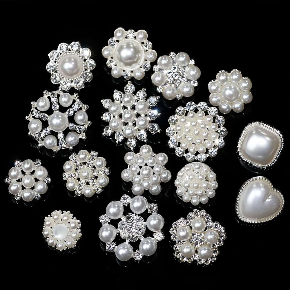 Lanjia- Style Alloy Inlaid Dia Pearl DIY High-End Clothing Hand-Sewn Simple High-Leg Knitted Sweater Decorative Button 57F7f