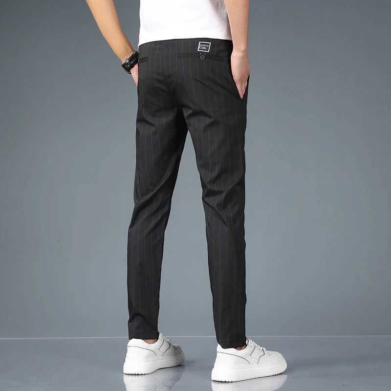 Fashion Striped Spring Summer Thin Casual Pants Men Slim Straight Classic Business Suit Pants Male Stretch Cozy Korean Trousers W250826