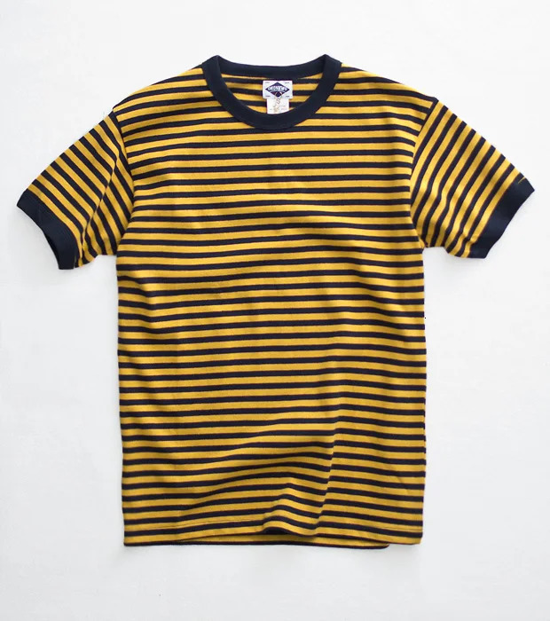 Heavyweight 280gsm American Vintage T-shirt Khaki 100% Cotton Sailor Tees Blue White Striped Sea Soul Tops for Men Summer Tops 250825