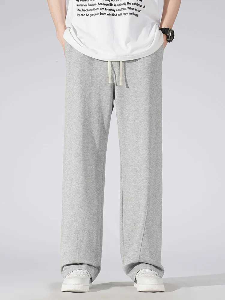 Summer Mens Sport Pants Lightweight Cotton Straight Leg Gray Sweatpants Loose Fit Jogging Pants Casual Home Gym Trousers W250826