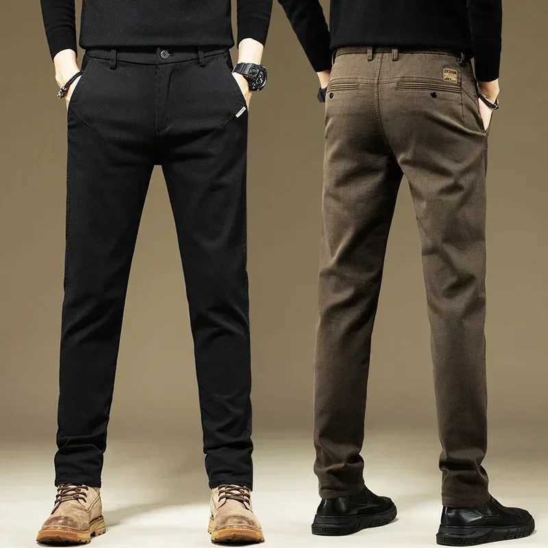 100 Cotton Mens Pants Casual Solid Color Spring Autumn Straight Business Work Pants High Quality Fashion Black Gray Trousers W250826