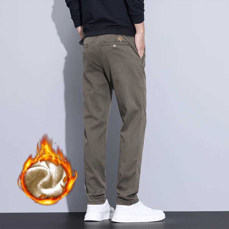 2025 New Winter Korean Thickened Mens Pants Fleece Warm Casual Business Stretch Velvet Trousers Brand Plush Mens Clothing Pants W250826