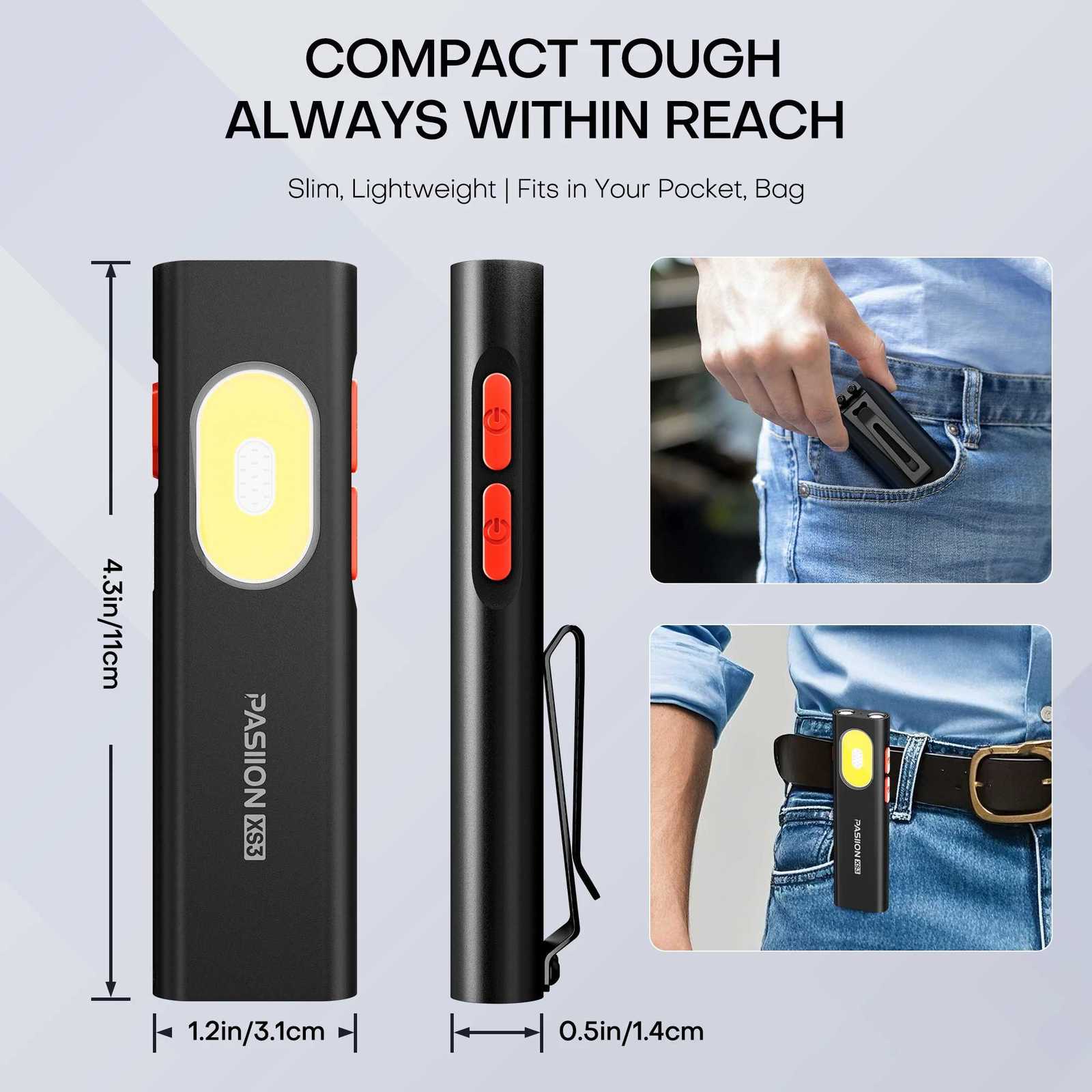 Rechargeable Flat EDC Flashlight 1000 Lumens Pocket Flash Light 11 Light Modes Twoway Clamp Small LED Light with UV Red Laser Y250826