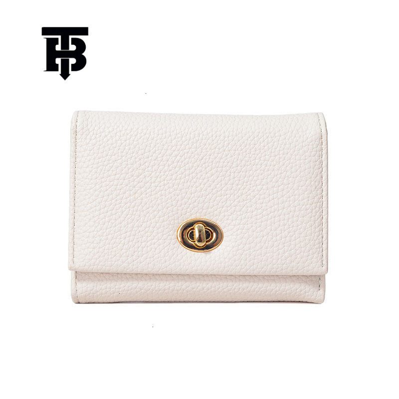 TB BHULAMTE Urban Simple Women's Wallet Luxury New Korean Metal Buckle Folding Card Bag Fashion Solid Color Designer Zipper Coin Bag Lychee Patte