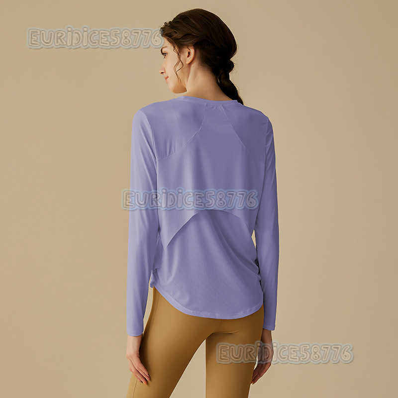 Loose Breathable Sports Coverup Women Yoga Wear Running Quickdry Training Thin Longsleeve Tshirt Fitness Top Autumn H250825