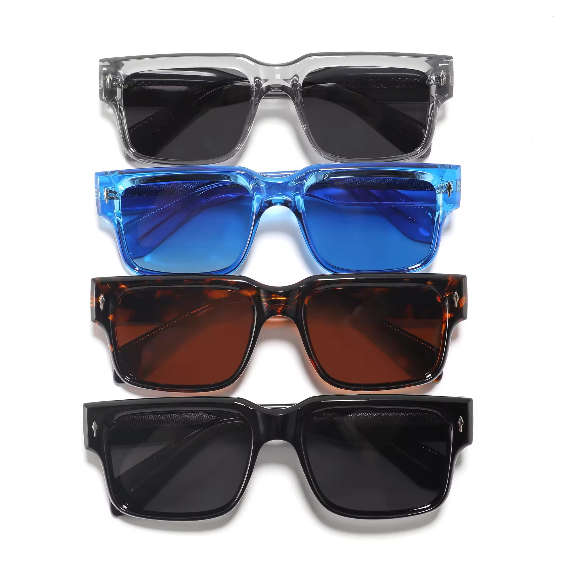 New low minimum order quantity luxury sunglasses polarized TR90 thick rectangular custom logo acetate sunglasses 2025