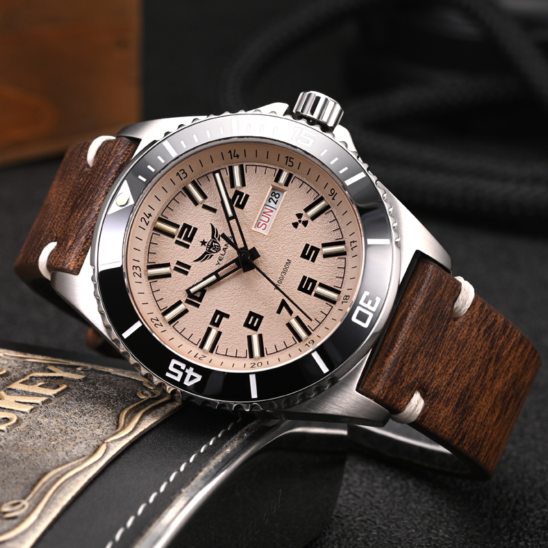 Yelang V1031 Men Watches 44mm Diver Retro Water Japan 8205 Automatic Mechanical Sapphire Vintage Watch Waterproof 30BR luminous