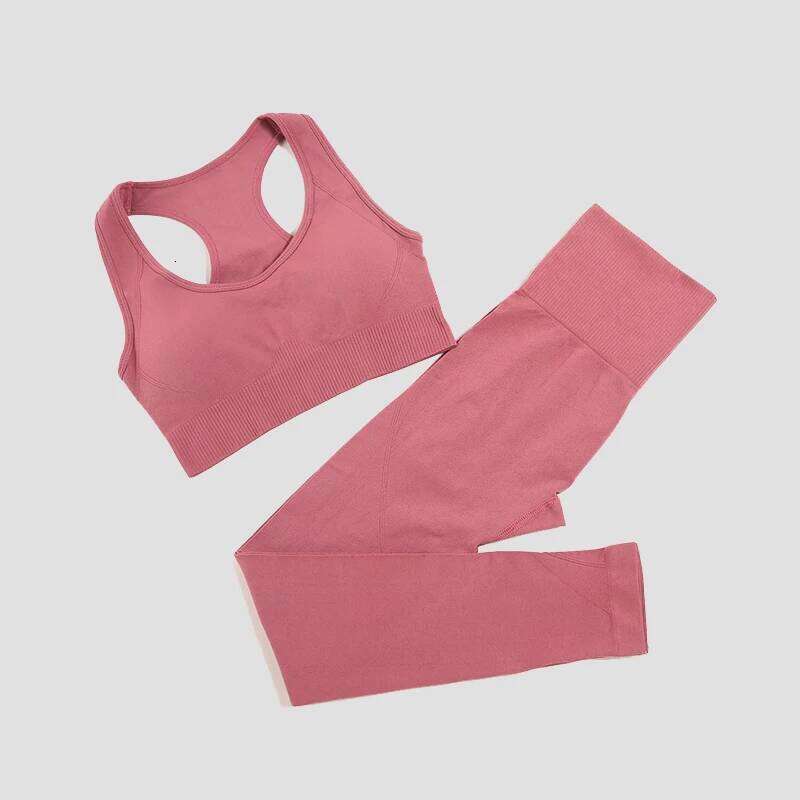 Seamless Gym Set Women Sport Suit Yoga Sets 2 Pcs Tracksuits Fiess Wear Sportswear Leggings Padded Sports Bras Workout Clothin
