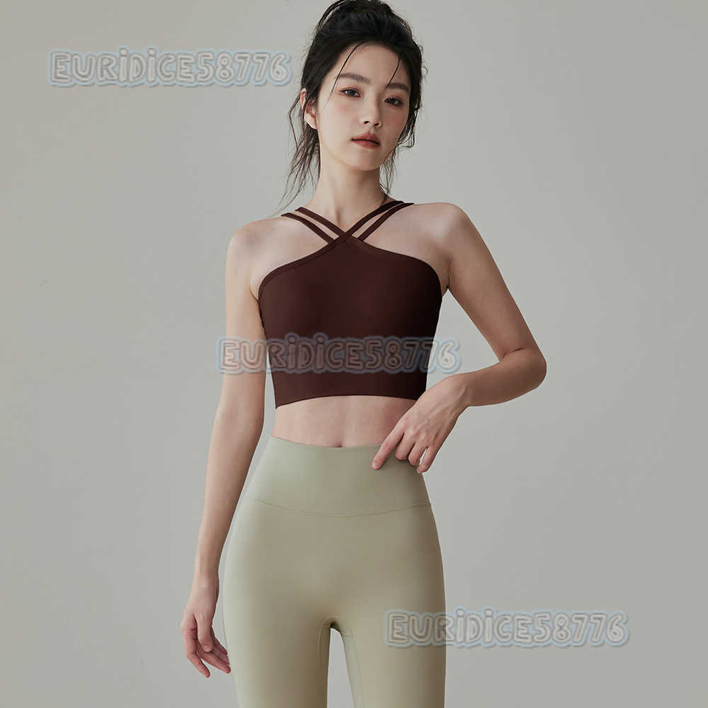 Allinone Yoga Bra Women Double Shoulder Straps Shockproof Sports Vest Professional Running Pilates Training Fitness Bra H250825