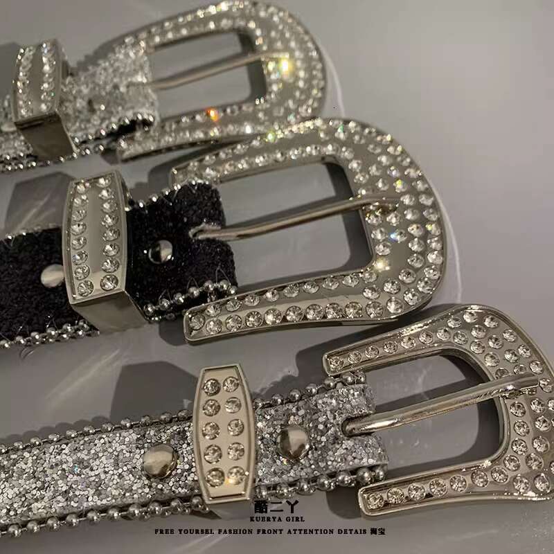 Subculture Rhinestone Punk Y2K Hot Girl Millennial Water Drill Versatile Women's Decorative Jeans Belt