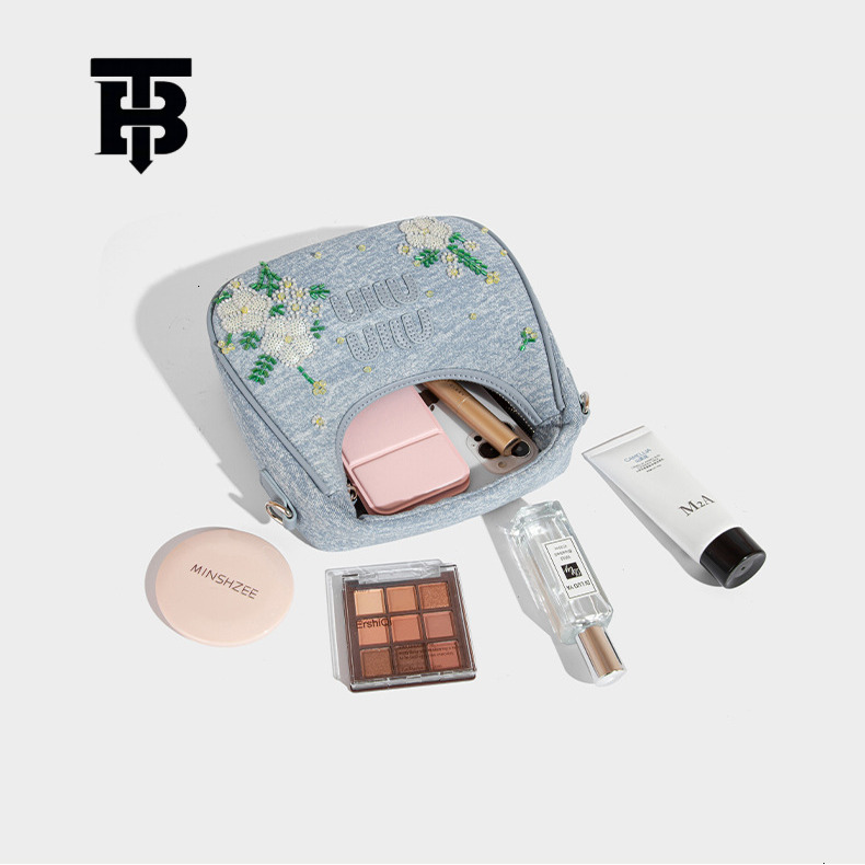 TB BHULAMTE Designer Luxury Women's Single Shoulder Underarm Small Square Bag Cowboy Nail Bead Flower Heavy Industry Embroidery Handbag Casual St