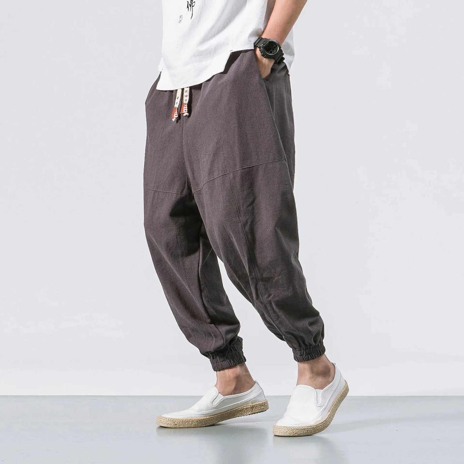 New Brand Oversize Men Harem Pants Chinese Linen Men Pants High Quality Casual Loose Trousers Male W250826