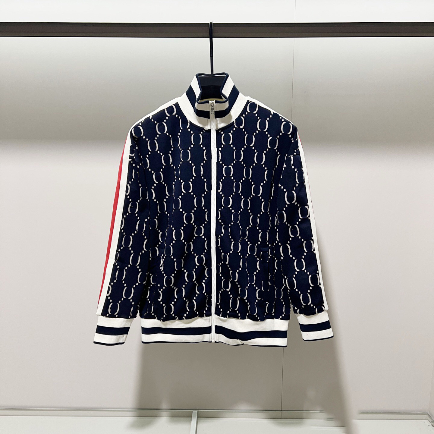 High quality designer hoodie jacket Men's Outerwear&Coats Men's Jackets fashionable ribbon splicing letter small jacquard versatile street sports jacket