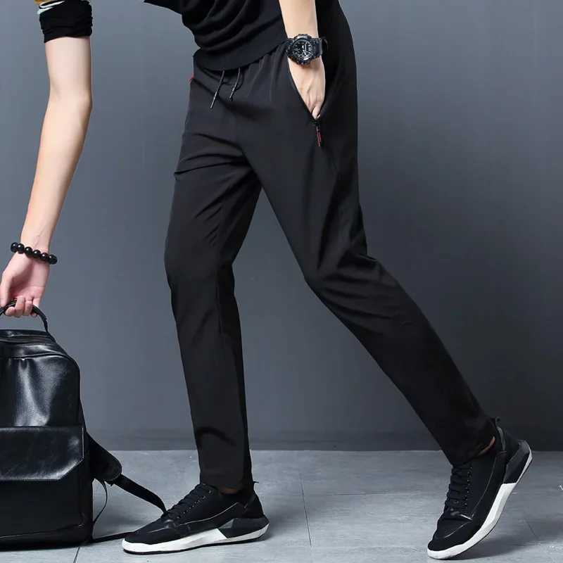 Mens Casual Pants Stretch Slim Fit Elastic Waist Jogger Korean Classic Blue Black Gray Mens Brand Trousers Plus Size W250826