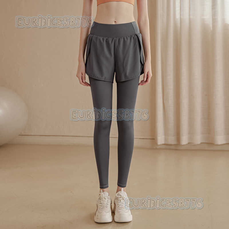 Fake Twopiece Yoga Pants for Women High Waist Hip Lift Tummy Control Running Pants Stretchy Tight Pants Sports Plus Size Fitness Pants Long Pants H250