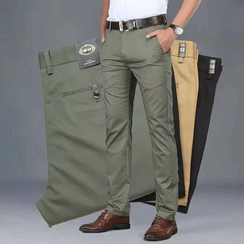 Classic Casual Pants Mens Clothing Straight Business Green Black Khaki Trousers Comfortable Male Brand Clothing 2023 W250826