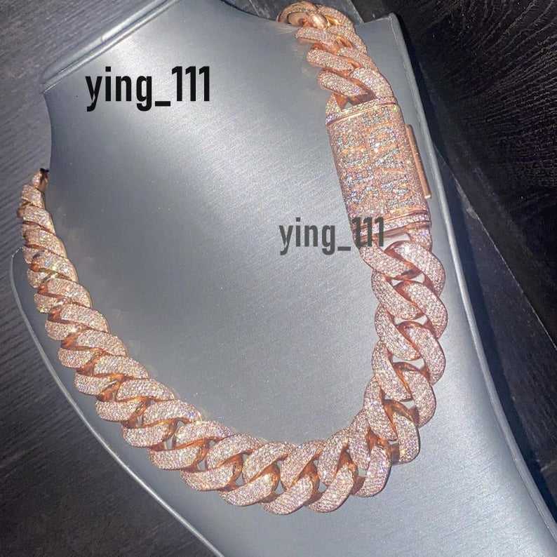 Heavy Solid 925 Sterling Silver 22mm Mens Vvs1 Round Moissanite Diamonds Studded Cuban Link Chain Icedout Rapper