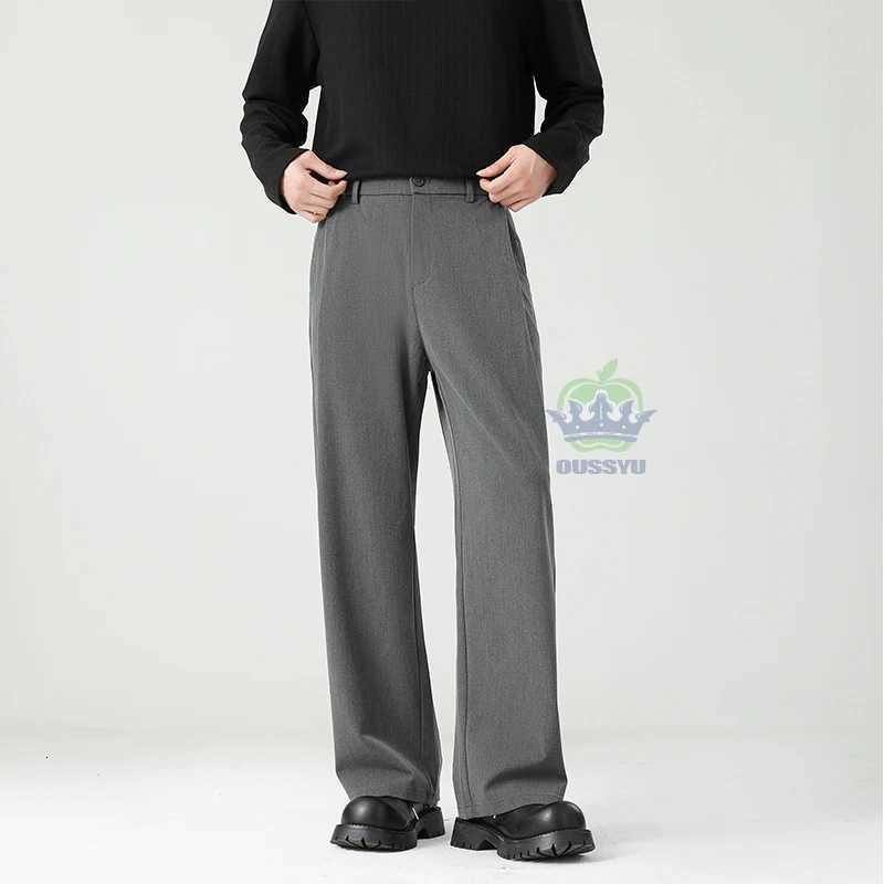 ousyu Brand Luxury Quality Baggy Casual Pants Men Business Elastic Waist Korean Black Work Formal Trousers Male Plus Size S4xl W250826