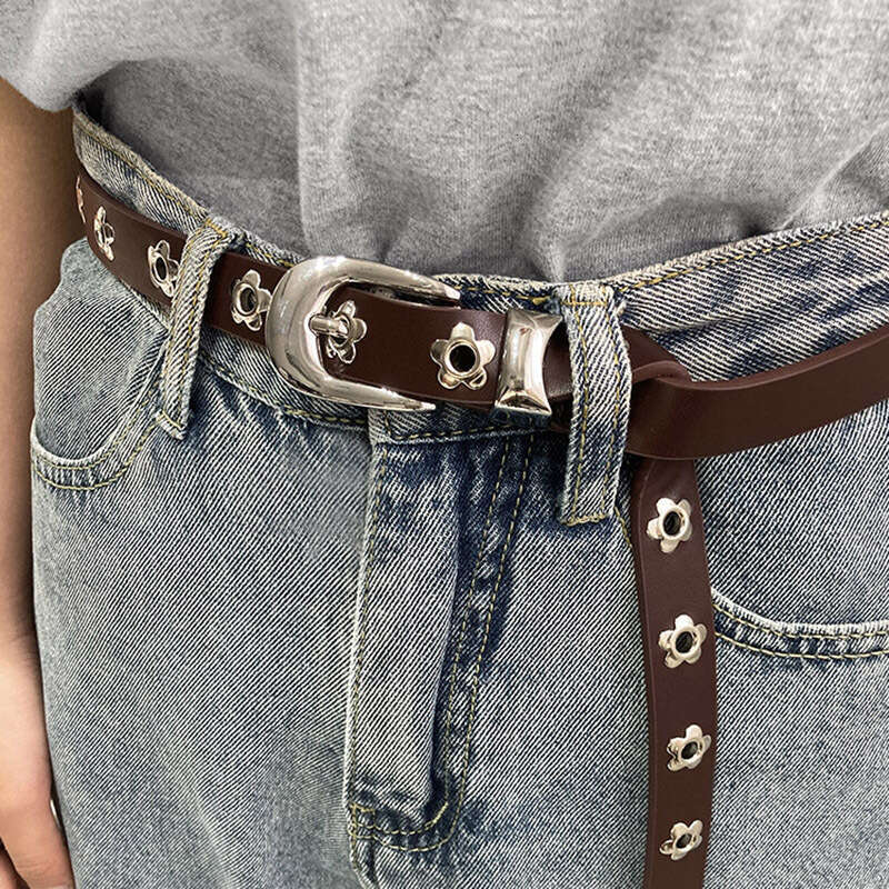 Women's Shirt 2025 New Niche Design Jeans Fashion Flower Decoration Accessory Belt for Men