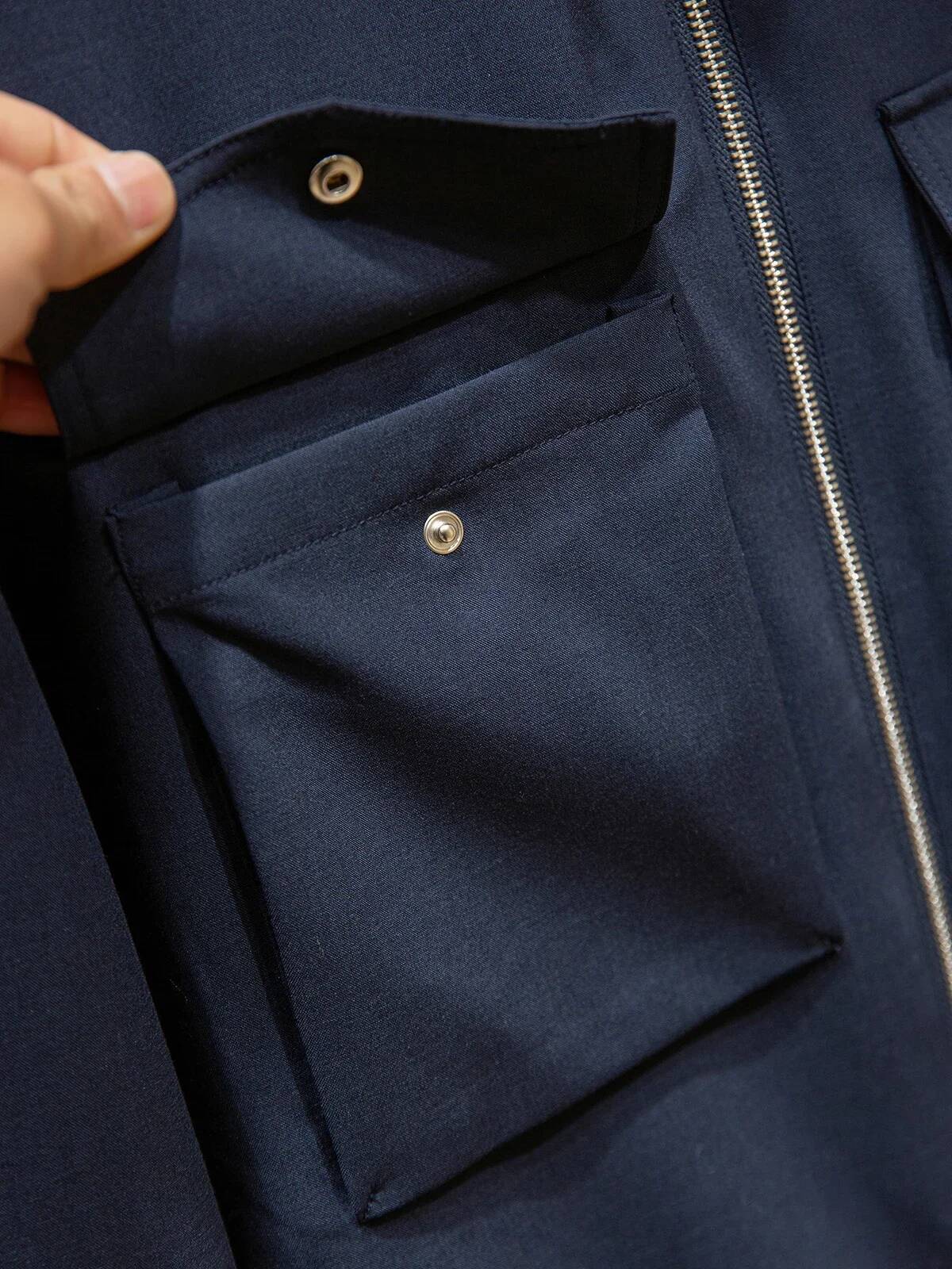 Worsted Wool-Blend Spring Men's Thin Shoulder-Length Loose Jacket