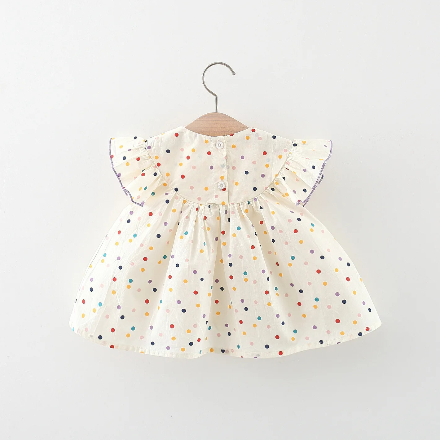 Cotton Baby Dress Flower Embroidery Comfortable Colorful Polka Dot Printed 250825
