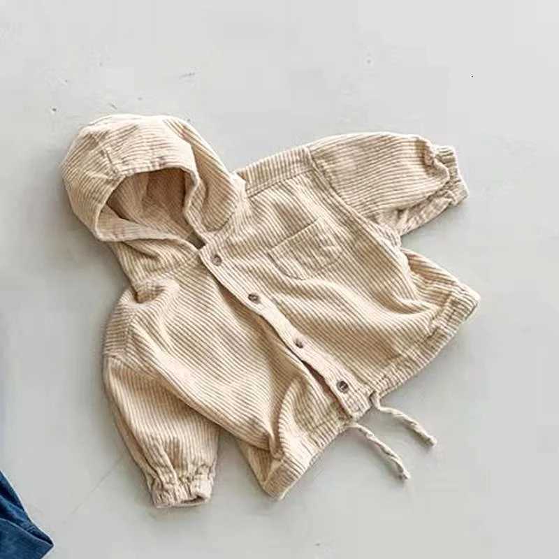 WT212033 Korean Sle Baby Spring Autumn Hooded Denim Corduroy Casual Jacket New Arrival Fashionable Open Cardigan for Kids Z250826