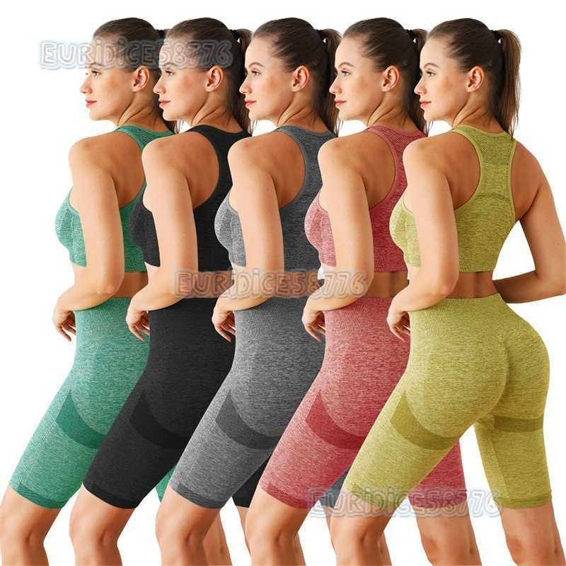 Yoga Wear Peach Hip Sports Vest Tight Hip High Waist Quickdrying Fivepoint Pants Fitness Twopiece Set for Women H250825