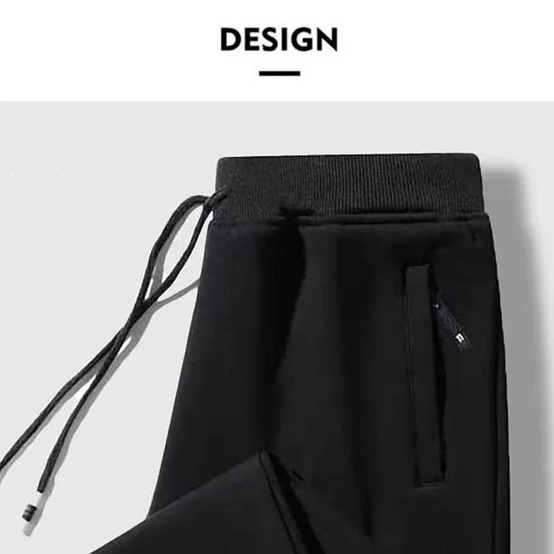 2025 Mens Elastic Waist Soft Warm Casual Ankle Band Zipper Pockets Trousers Men Drawstring Pants Loose Spring Fall Sweatpants W250826