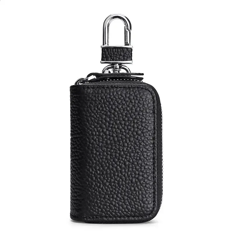 Unisex Business Gift Cow Genuine Leather Base Fashion Small Bags Purse Case Office Use Black Multifunction Key Pack Holders