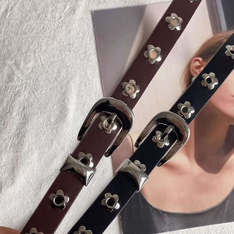 Women's Shirt 2025 New Niche Design Jeans Fashion Flower Decoration Accessory Belt for Men