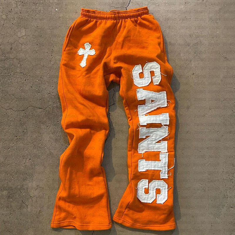 Men's Pants Harajuku Cotton Vintage Straight-leg Kiwi Gothic Y2K Pattern Printed Sweatpants Loose Black Versatile Wide-leg