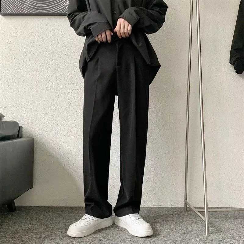 BrownBlack Suit Pants Men Fashion Society Mens Dress Pants Korean Loose Straight Casual Pants Mens Office Formal Trousers S3XL W250826