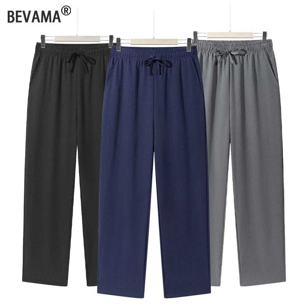 Summer Mens Straight Trousers Casual Solid Color Breathable Drawstring Long Pants Sweatpants Streetwear Men Baggy Pants W250826