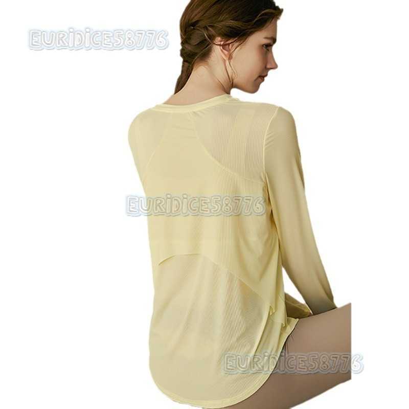 Loose Breathable Sports Coverup Women Yoga Wear Running Quickdry Training Thin Longsleeve Tshirt Fitness Top Autumn H250825