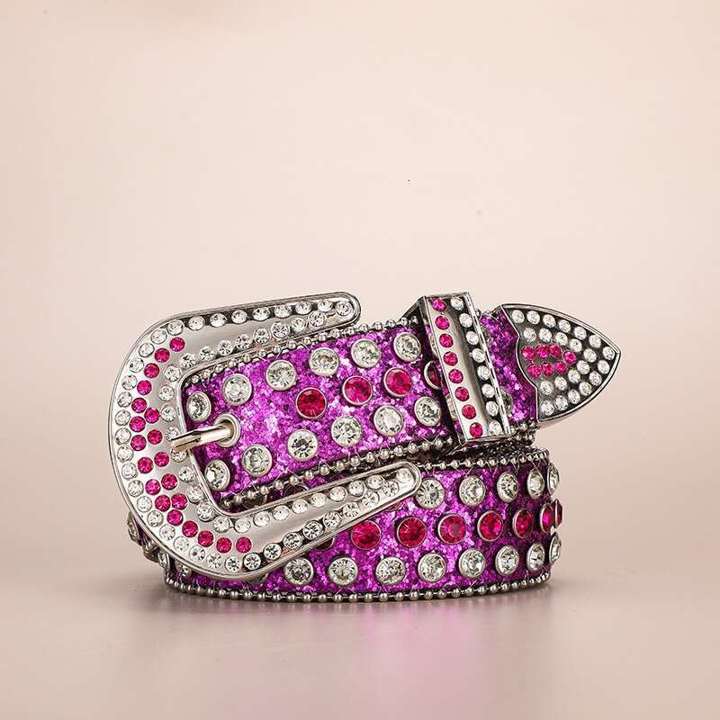 womens belt rivet alloy rhinestone inlaid pin buckle threepiece set punk style hiphop trend