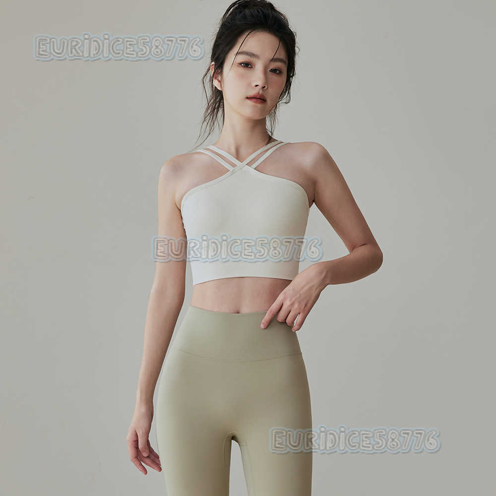 Allinone Yoga Bra Women Double Shoulder Straps Shockproof Sports Vest Professional Running Pilates Training Fitness Bra H250825