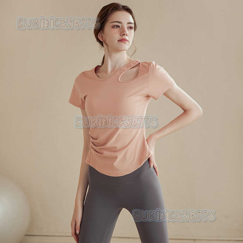 Highend Yoga Wear Sexy Slim Fit Breathable Thin Sports Fitness Shirt Running Short Sleeve Pilates Top H250825