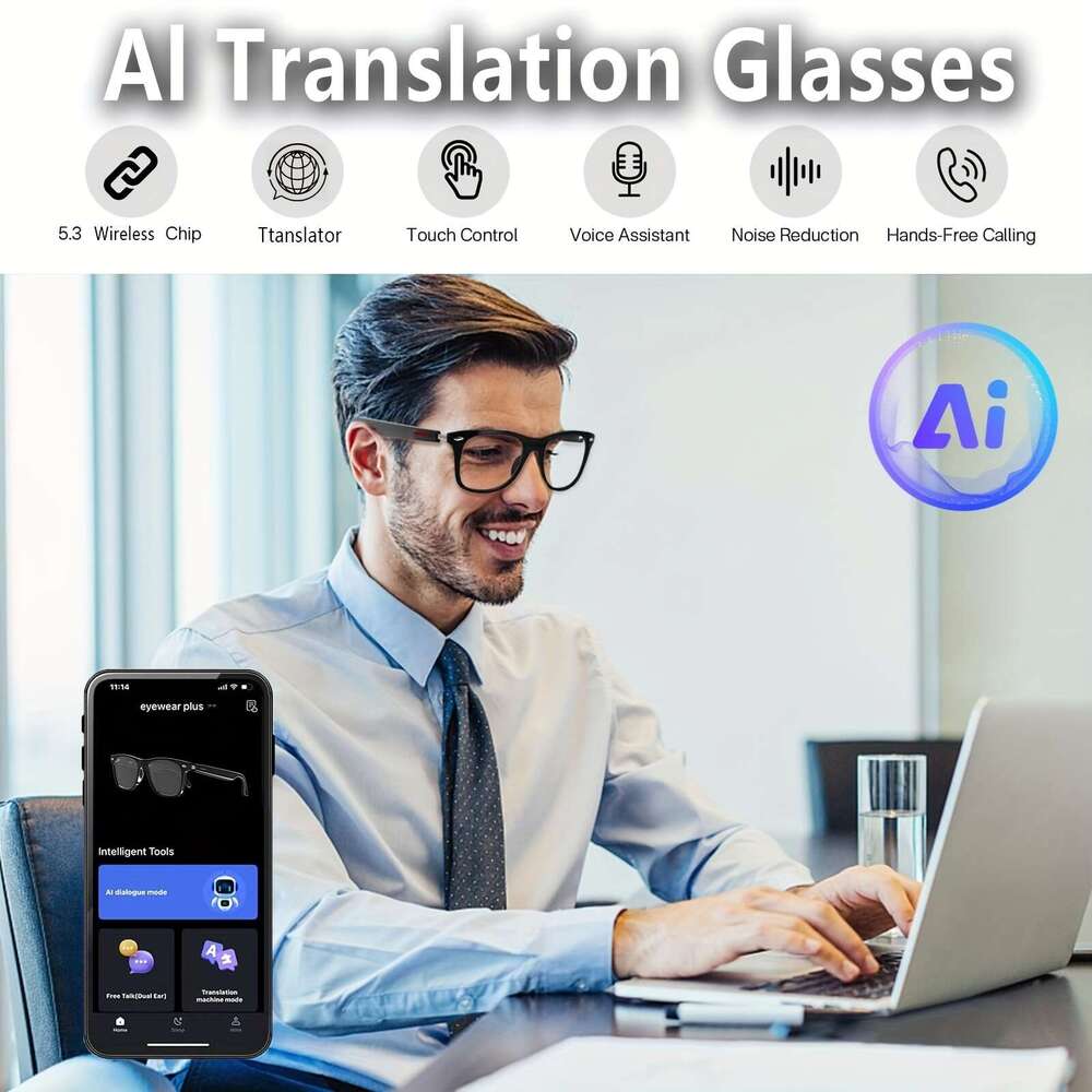 Tough Wireless Smart Glasses Deliver Clear Talk, Rich Sound, Sharp Images, Adjustable Light, Flexible Modes. Great For Daily Life And Festive Presents