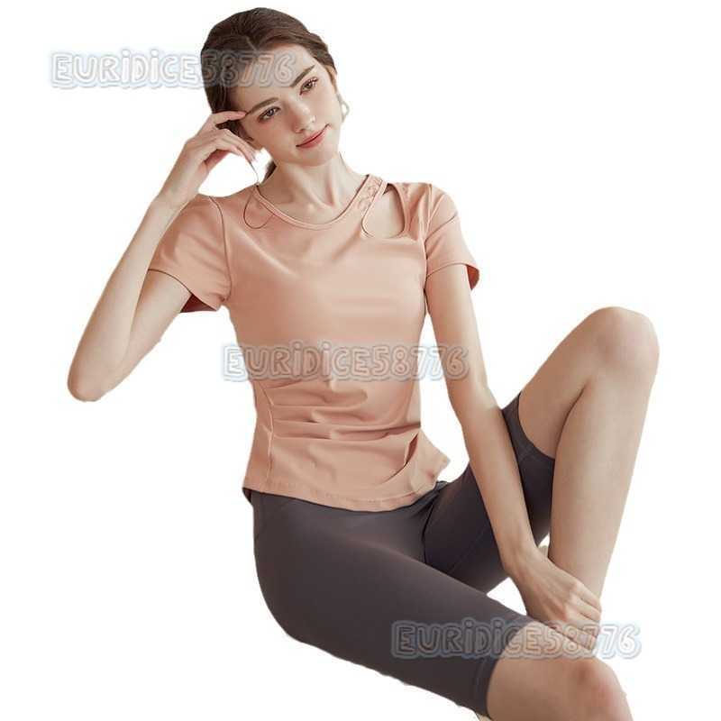 Highend Yoga Wear Sexy Slim Fit Breathable Thin Sports Fitness Shirt Running Short Sleeve Pilates Top H250825