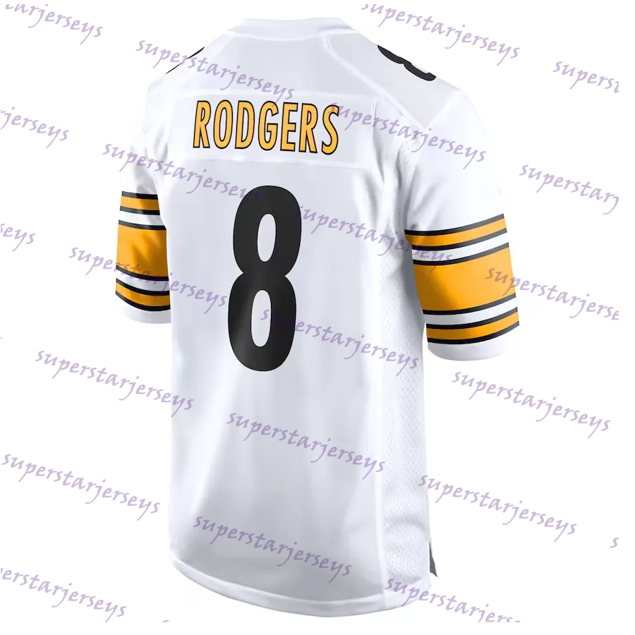Personalized 8 Aaron Rodgers Will Howard Custom Football Jersey Metcalf WATT Fields Fitzpatrick Wilson Embroidered Letter Number Fast Shipping