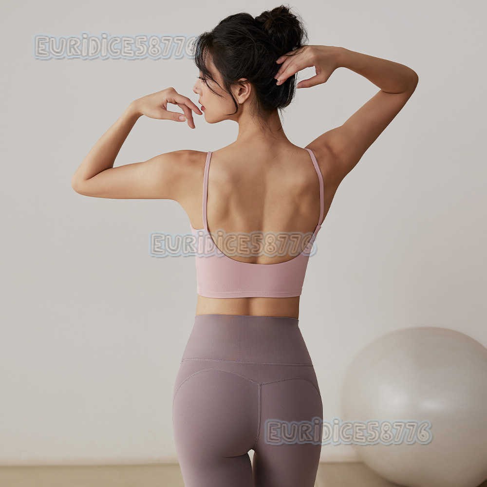 Sports Bra with Chest Pads for Women Beautiful Back Thin Straps Fitness Bra Pushup Pilates Training Yoga Vest Summer H250825