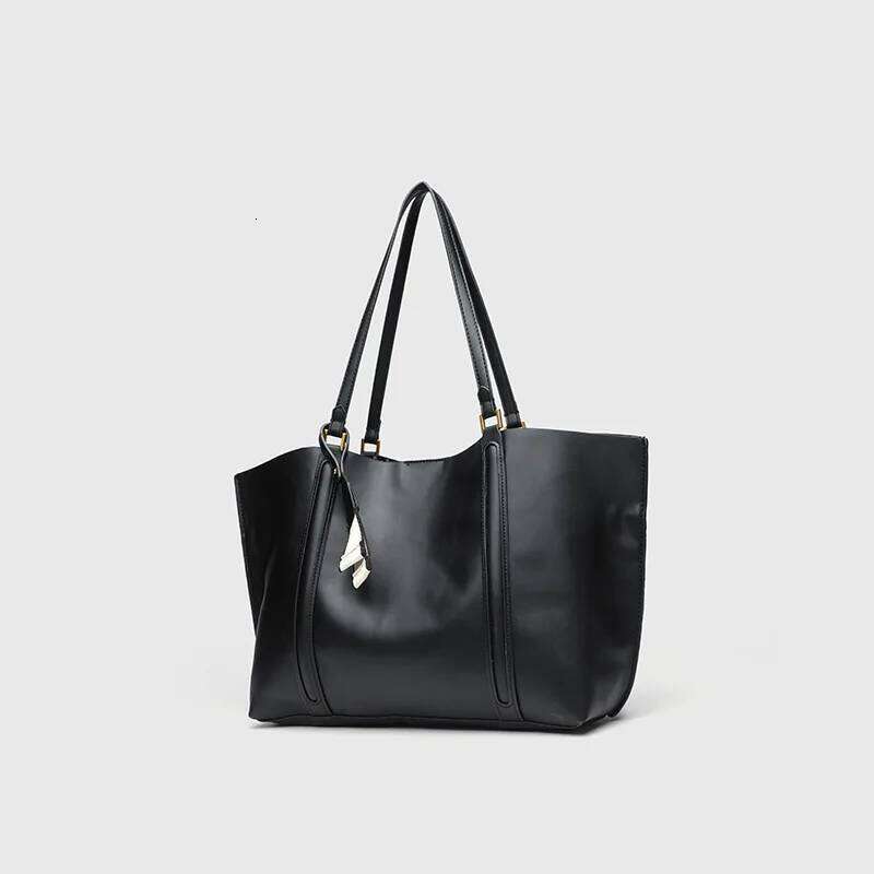 2025 Fashion Tote Handbags PU Leather Bags Women Black Large Capacity Shoulder Handle Purse For Travel Shopping Bag
