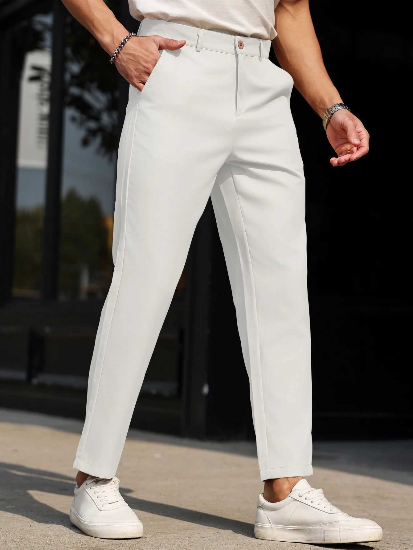 Mens Slim Fit Straight Leg Multicolor Solid Color Casual Pants Versatile All Seasons Fashionable Comfortable Daily Wear W250826