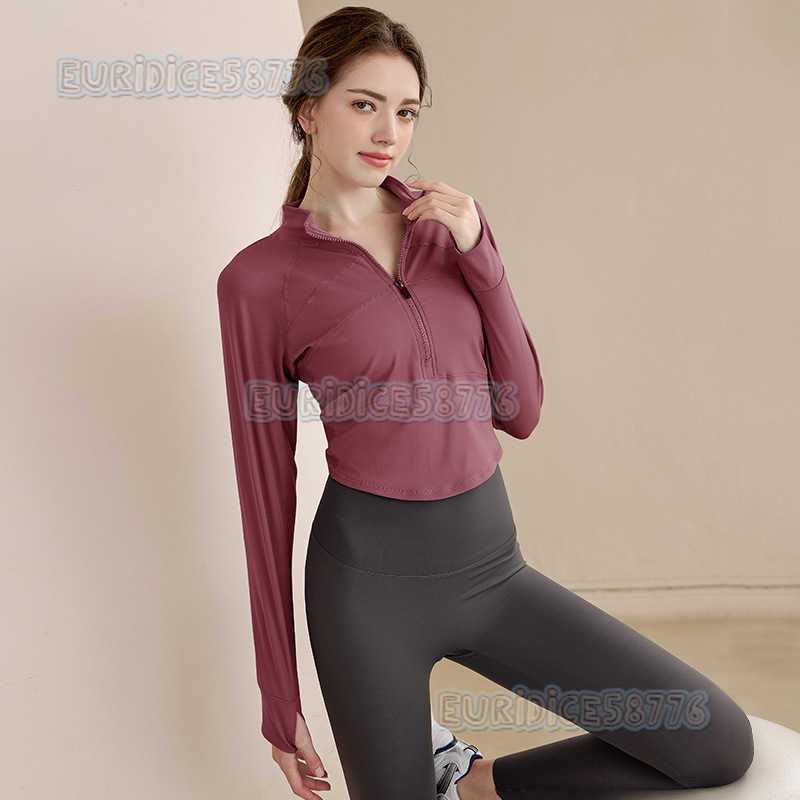 2025 New Halfzip Yoga Shirt for Women Long Sleeve Sports Top Slim Fit Autumn Running Short Fitness Shirt H250825