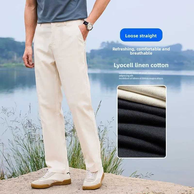 Summer New Mens Thin Casual Pants Solid Color Business Office Classic Loose Straight Trousers Fabric Male Clothes Linen Pants W250826
